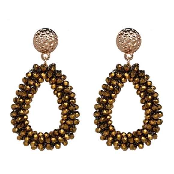 Handmade gold crystal beaded earrings (2 options) - Picture 1 of 3